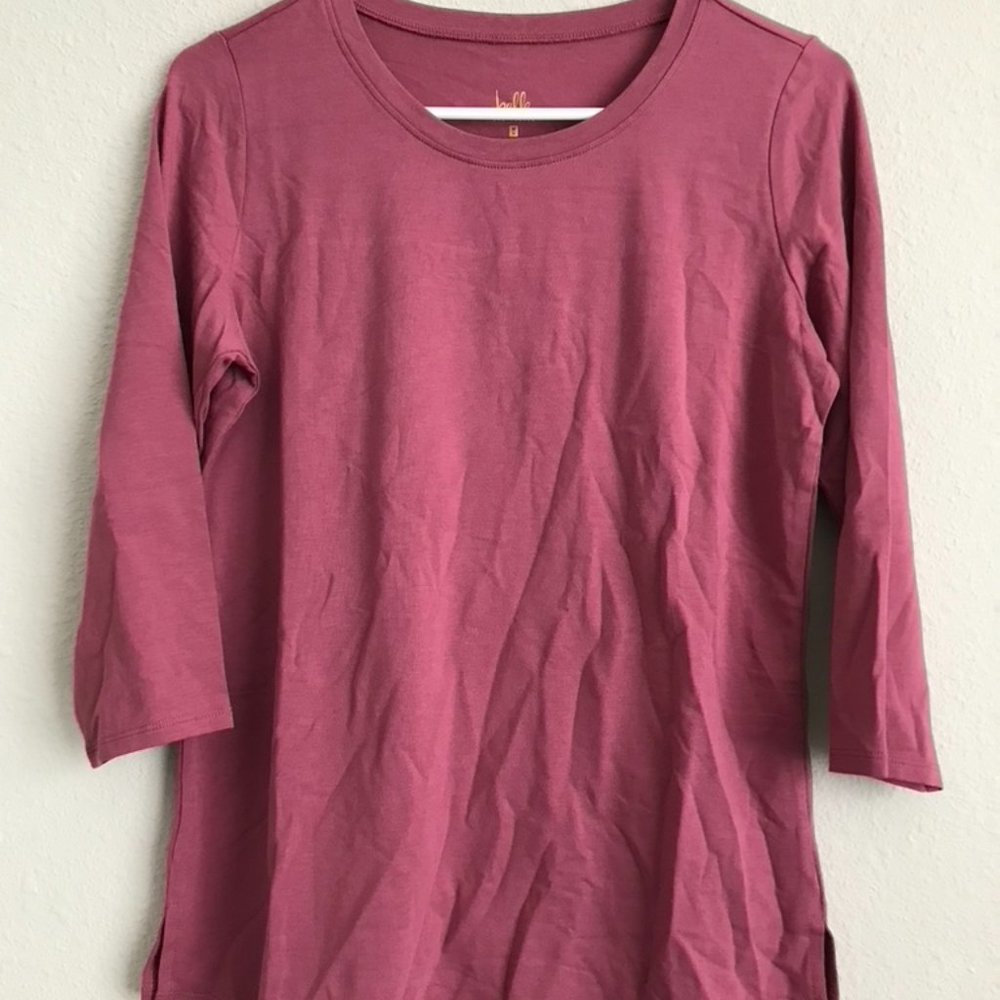Belle by Kim Gravel TripleLuxe Knit 3/4-Slv Scoop Neck Top - Fig (Sz XXS) a52028